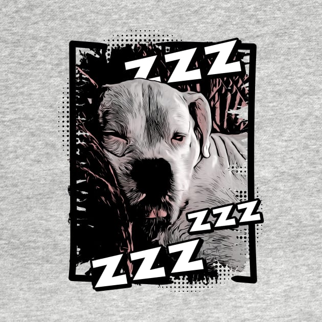 Sleeping White Boxer by TAS Illustrations and More